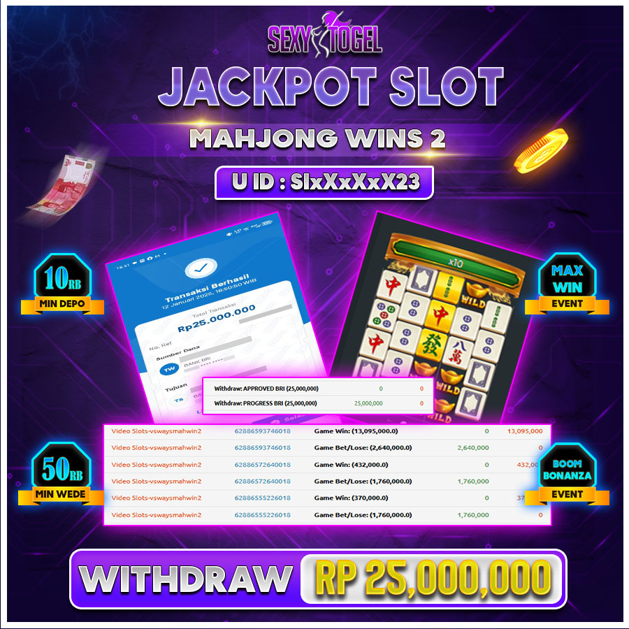 SEXYTOGEL JACKPOT SLOT MAHJONG WINS 2 Rp.25.000.000.,-LUNAS 